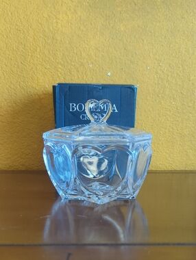 Crystal Clear Heart Glass Vanity Jar